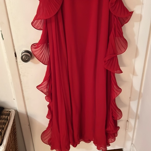 Asymmetric Badgley Mishka Red Chiffon Dress with Ruffles Size10 - Picture 7 of 7